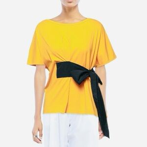 JUCCA Yellow T-Shirt with Black Bow Accent